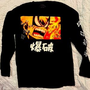 My Hero Academia Funimation Long Sleeve Graphic Black Tee Size Small EUC